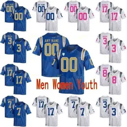 Custom UCLA Bruins College Football Jerseys 3 SJ SH Rosen 3 Wilton Speight 4 Bolu Olorunfunmi 5 Kenny Easley Homens Mulheres Juventude Costura