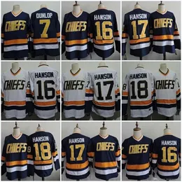 GLA MIT Hanson Brothers Charlestown Mens 16 Jack Hanson 17 Steve 18 Jeff #7 Dunlp 1 Lemieux 3 Killer Slap Shot Movie Jerseys