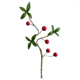 Dekorativa blommor Berry Simulation Apple Branch Artificial Decoration Plant Flower Green Single Red Pendant Interior Arrangement Shooting