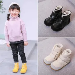 Buty Zima nowe, ciepłe bawełniane buty chłopcy i dziewczęta oryginalne skórzane buty śnieżne Barefoot ciepło plus aksamitne pluszowe buty T221006