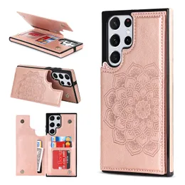 For Samsung Galaxy S22 Ultra Wallet Cases Floral PU Leather Card Holder Flip Stand Phone Covers For Sam-Sung S21 FE S20 A73 A53 A33 A13