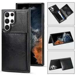 För Samsung Galaxy S22 Ultra Wallet Cases Pu Leather Card Holder Flip Stand Business Phone Covers för Samsung S21 S24 S23 S20