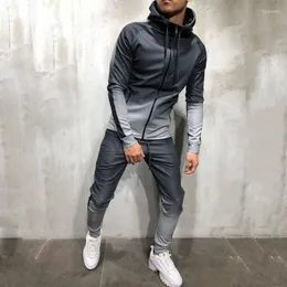 Tute da uomo Tuta da uomo casual con cappuccio Abbigliamento sportivo da corsa Set da 2 pezzi Felpa con cappuccio con cerniera Pantaloni sportivi Tuta da uomo Sprint Autunno