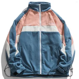 Jackets masculinos lacíveis harajuku hip hop color bloco retchwork jacket jacket jacket homem massinha bordada letra de lã de algodão fora de algodão