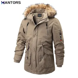 Mens Down Parkas Mantors 겨울 코트 두꺼운 후드 가드 모피 칼라 캐주얼 재킷 분리 가능한 모자 따뜻한 남성 바람 방풍 외부웨어 220923