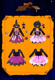 2022 Moda Bambini Costume di Halloween Abiti Abbigliamento per bambini Luci Ragazza Cos Party Show Strega Principessa Abito a maniche lunghe