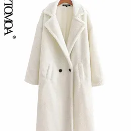 Kadın Kürk Faux Fur Kpytomoa Kadın Moda Kalın Kış Sıcak Sahte Kürk Teddy Ceket Kadınlar Vintage Uzun Kollu Cepler Kadın Dış Giyim Şık Putabağı 220923