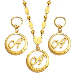 Pendant Necklaces Anniyo Hawaiian Cursive Letters Initial Chain for Women Ball Beads English Letter Jewelry Womens Girls #135006 220924