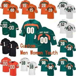 SJ NCAA College Jerseys Miami Hurricanes 2 KJ Osborn 2 Trajan Bandy 20 Ed Reed 22 Robert Burns 24 Travis Homer Custom Football Stitched