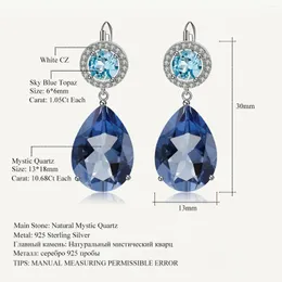 Dangle Earrings GEM'S BALLET Natural Blue Mystic Quartz Topaz Pear 925 Sterling Silver Classic Drop For Women Wedding Jewelry