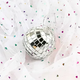 Dekoracje świąteczne Silver Color Mirror Ball 4/5 cm Odblaskowa lekka szklana kula Drop dekoracyjny bar disco festiwal akcesoria świąteczne G220924