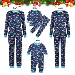 Família correspondente a roupas de Natal Conjunto de pijamas de Natal para crianças adultos de mata -de -noite impressão de dinossauro Look Look 220924