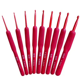 Stickningsverktygsset Hook Needles Single Head TPR Red Handle Silicone virkning