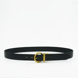 Belts Brass Needle Buckle Li Grain Head Layer Cowhide Thin Belt Double-sided Leather Women's Leisure Wide Soft Versatile