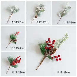 Dekorativa blommor Röd frukt Berry Picks Xmas Party Supplies Juldekorationer Heminredning Flower Arrangement Artificial