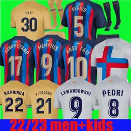 22 23 Raphinha Kessie Pedri Lewandowski Soccer Jerseys Ferran Camisetas de Football ANSU FATI 2022 2023 KIT HIRT MEN