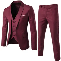 Erkekler Suits Blazers Adam Takım İş Resmi Boş Zamanlı Elbise İnce Fit Yelek Üç Parçalı Damat Düğün Takım İki Parçalı Set S-6XL