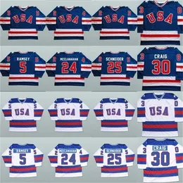 GLA MIT 1980 Miracle on Ice Hockey Jerseys 5 Mike Ramsey 9 Neal Broten 25 Buzz Schneider 100% Stitched Team USA Hockey Jersey