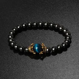 Antike Krone Energie Hämatit Armbänder Männer Natur Tigerauge Stein Perle Charme Armreif Vintage Drachen Klaue Obsidian Schmuck Geschenk