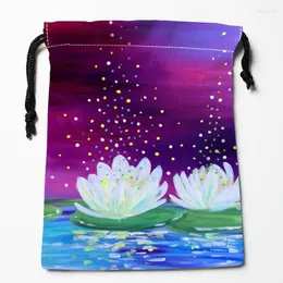 Storage Bags Lotuses Painting Drawstring Custom Printed Receive Bag Compression Type Size 18X22cm