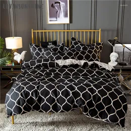 침구 세트 LOVINSUNSHINE DUVET COVER 세트 King Size Queen Bed Comforter Black and White AB#185