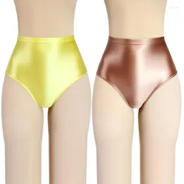 Onderbroek sexy mannen ondergoed glans briefs bikini bodems met billen zijdeachtige high-tailed gladde panty broeken vette zwembroekjes