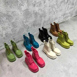 Martin Boots Rain Boots Short Boots New Thick Soled Women 'S Lace Up Jelly Heighten Lovers Waterproof High Top Men And Women Wear
