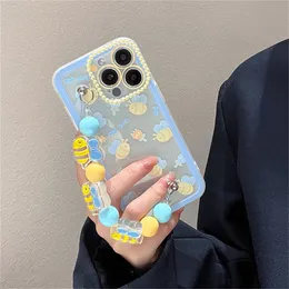 Luxus-Designer-Hüllen, Ins niedliche Cartoon-3D-Bienen-Armbandkette, weiche Handyhülle für iPhone 14 13 12 11 Pro XS Max X XR 7 8 Plus Se3, stoßfeste Rückseite