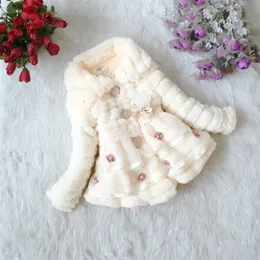 Daunenmantel Mode Baby Winter Warme Pelzmäntel Für Mädchen Langarm Mit Kapuze Dicke Jacke Weihnachtsfeier Kinder Outwear Kleidung 220922