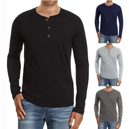 Herren-T-Shirts, Herren-T-Shirts, Feitong-Langarmshirt für Männer, lässiges Basic-T-Shirt mit festem Knopf, schmale Oberteile, Muskel-Workout-Kleidung