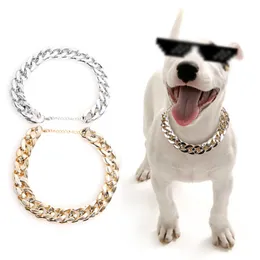 Colarinho de cão de estimação emulação colar de cão de metal Teddy French Bulldog Bully Chain Gold Gold Medium Dogs Collar Supplies TH0414