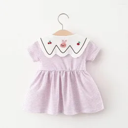 Abiti da ragazza Keelorn Dress Outfit 2022 Summer Born Baby Doll Colletto a righe Tutu carino Cartoon Abbigliamento per bambine