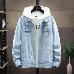 Kurtki męskie Mężczyźni jasnoniebieski dżins Slim Casual Jean Coats Hip Hop Spring Chaquetas Windbreaker Outdoor Turining Ubrania