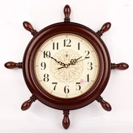 Стеновые часы мода мода винтажные тихой гостиной украшения часы навигационные руля руля домашний декор статуэтки