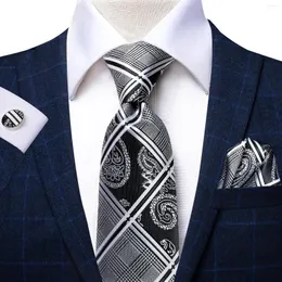 Fliegen Hi-Tie Schwarz für Männer Paisley Floral Luxus Seidenkrawatte Krawatte Formelle Kleider Herrenkrawatte Geschenke Hochzeit Business