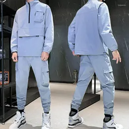 Herrspårar Herrens hösttraktioner Män 2022 Sportkläder Fashion Mens Set 2 -stycke Sportdräkt Jacka Pant Moleton Masculino Set