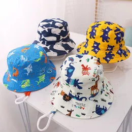 Primavera Caps de outono de outono Cartoon Dinosaur Print Baby balde chapéu de algodão pescadores chapéus crianças verão criança meninos meninas panamá sol tampa 20220926 e3