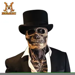 Máscaras de festa Halloween 3d Horror Reality Full Head Skull Mask Scary Mask cosplay Skull Skull Latex Mandíbula Movável Capacete Decoração do Esqueleto 220926