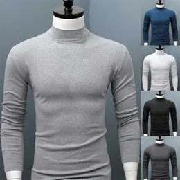 Mens Sweaters Shirt Solid Color Half High Collar Casual Slim Long Sleeve Keep Warm Tight Male for Clothes Inner Wear 220923