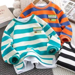 Pullover Fashion Stripe Print SWEAT Toddler Boys Dziewczęta bluza swobodne bluzy dziecięce chłopiec z kapturem z kapturem ubrania 220924