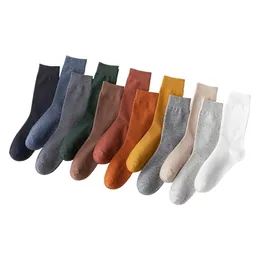 Skarpetki męskie Solid Kolor Business Pure Cotton Harajuku Casual Long Dezodorant Duży rozmiar High 5 Pair 220923