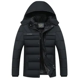 Men's Down Parkas Fashion Fleece Hooded Winter Coat Men Thick Warm Mens Jacket Windproof Gift For Father Husband Parka 220924