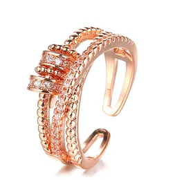 Nuevo anillo inteligente europeo de doble línea estilo de personalidad femenina accesorios giratorios de diamantes