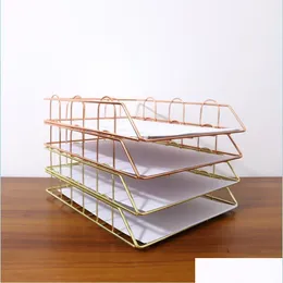 Desk Drawer Organisers A4 Book Desk Document Magazine Der Organisatörer Sortering Rack Can Stack and Storage Basket Nordic Iron Bdesybag DHW6F