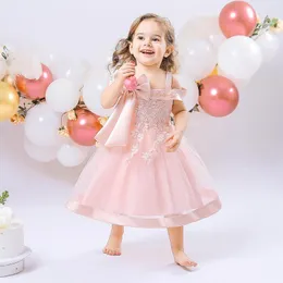 Girl Dresses FSMKTZ Baby For Girls Christmas Toddler Beads Bow 1st Birthday Children Flower Party Tulle Princess Wedding Gown