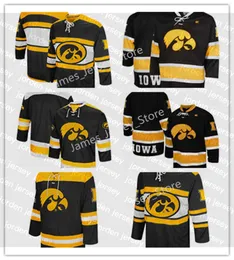 ترتدي لعبة الهوكي الكلية الجديدة 2022 NCAA مخصصة Iowa Hawkeyes خياطة الهوكي Jersey 91 Ryan Carlson 71 Dean Dudzik 14 Aiden Germaine 21 Luca Goul