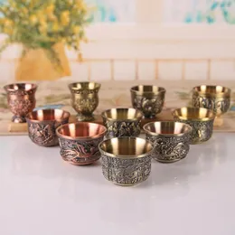 Koppar Saucers Wine Cup Portable Glossy Fine Texture Teacup Decor Charmig Estetic Relief Pattern Liquor For Home