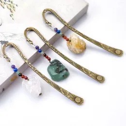 Multi Style Creative Metal Bookmark Tower Book Mark Healing Stone Crystal Beads Paper Clip Children's Gift Stationery Student