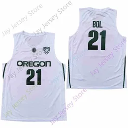 Mitch 2020 New NCAA College Oregon Ducks Jerseys 21 Bol Basketball Jersey White Size Youth Vuxen All Stitched