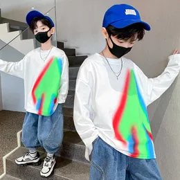 Pullover Teens Boys Bluza Rainbow Dyed Printing Spring Fall Długie rękaw Ubrania Dzieci luźne dzieci topy 12 14Y 220924